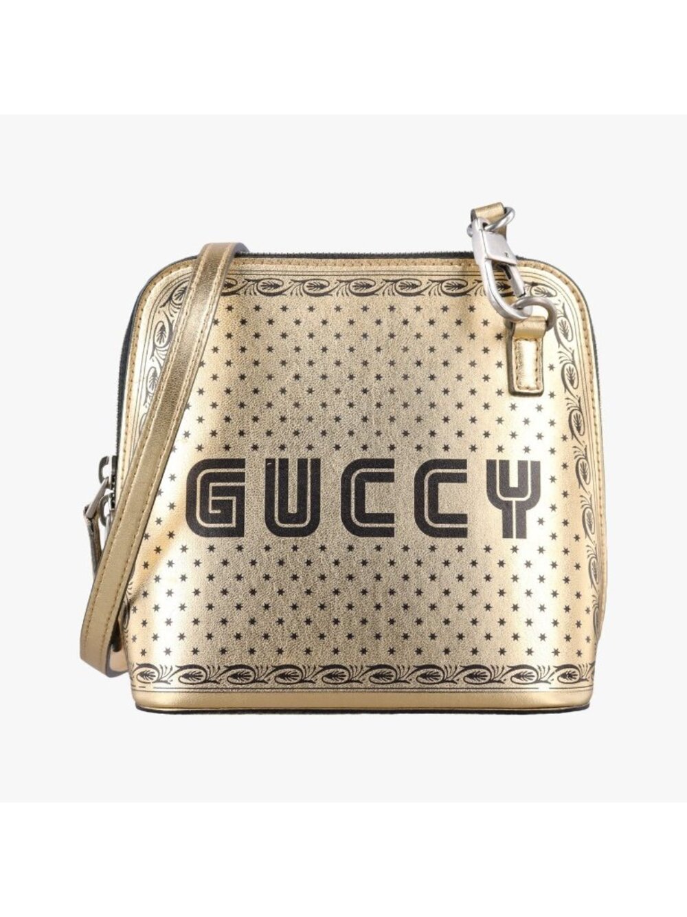 Gucci Sega Collaboration Guccy Print Gold Leather Shoulder Bag